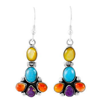 Sterling Silver Earrings Multi Gemstones E1327-C71