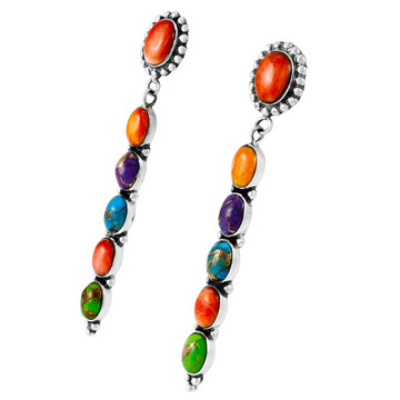 Multi Gemstones Earrings Sterling Silver E1329-C71