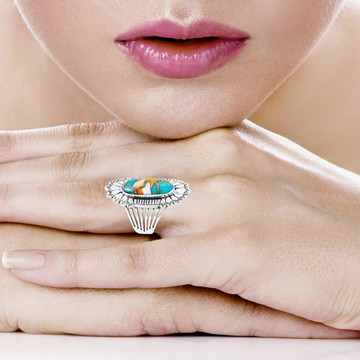 Spiny Turquoise Ring Sterling Silver R2427-C89