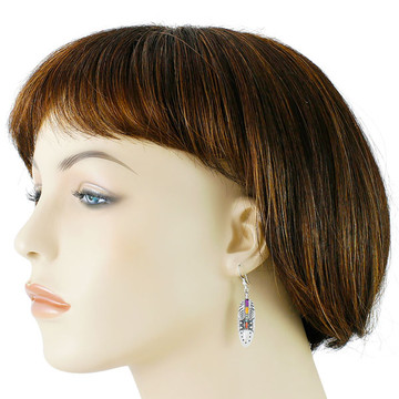 Multi Gemstone Feather Earrings Sterling Silver E1244-C00