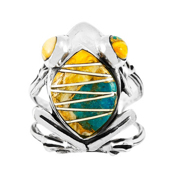 Frog Ring Sterling Silver Spiny Turquoise R2266-C89