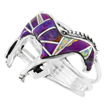 Horse Ring Sterling Silver Purple Turquoise R2018-C23