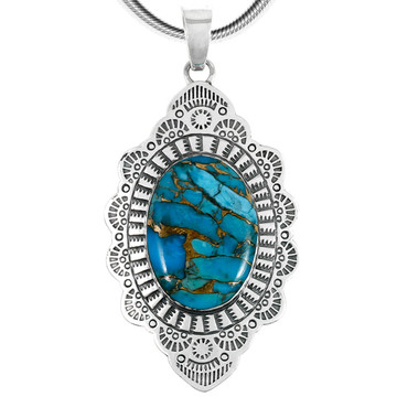 Sterling Silver Dangle Pendant Matrix Turquoise P3279-C84