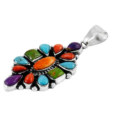 Sterling Silver Pendant Multi Gemstone P3284-C71