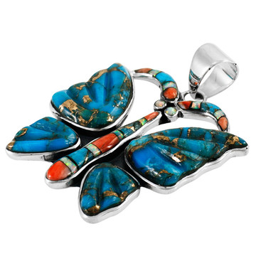 Matrix Turquoise Butterfly Pendant Sterling Silver P3283-C84