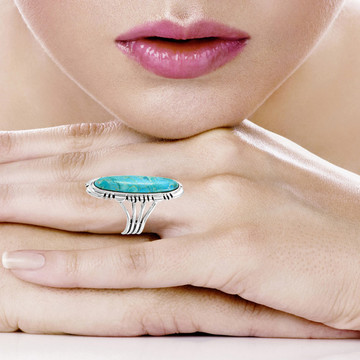 Turquoise Ring Sterling Silver R2096-LG-C75