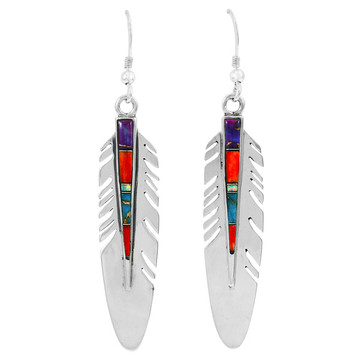 Feather Earrings Multi Gemstones Sterling Silver E1339-C00