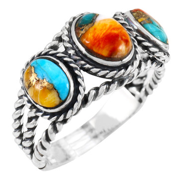 Spiny Turquoise Ring Sterling Silver R2454-C89