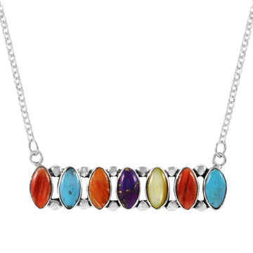 Multi Gemstone Necklace Sterling Silver N6014-C71