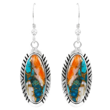 Spiny Turquoise Earrings Sterling Silver Earrings E6010-C89