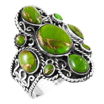 Green Turquoise Ring Sterling Silver R2416-C76