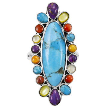 Multi Gemstone Ring Sterling Silver R2462-C71