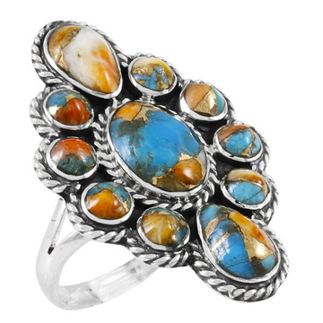 Spiny Turquoise Ring Sterling Silver R2464-C89