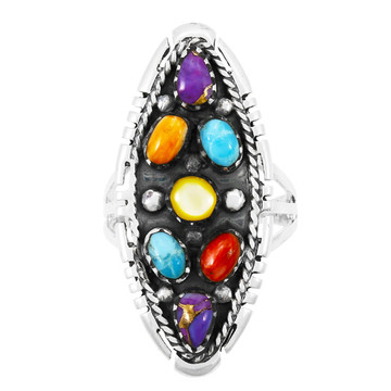 Multi Gemstone Ring Sterling Silver R2468-C71