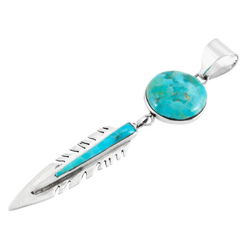 Turquoise Feather Pendant Sterling Silver P3286-C75