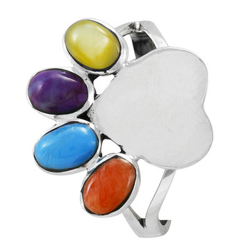 Paw Heart Ring Sterling Silver Multi Gemstone R2473-C71