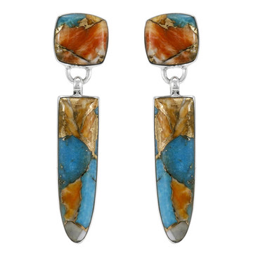 Spiny Turquoise Earrings Sterling Silver E1344-C89