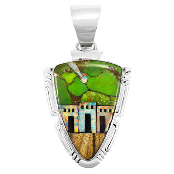 Green Turquoise Pendant Sterling Silver P3272-C06P