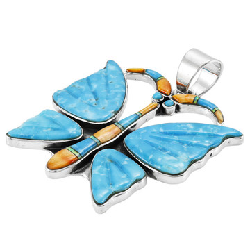 Turquoise Butterfly Pendant Sterling Silver P3283-LG-C75