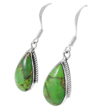 Green Turquoise Drop Earrings Sterling Silver E1298-C76