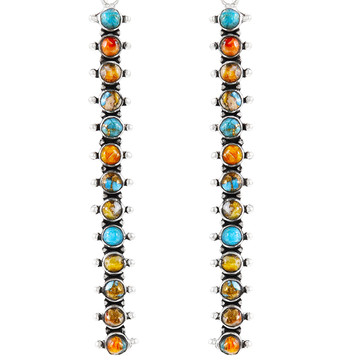 Sterling Silver Drop Earrings Spiny Turquoise E1351-C89