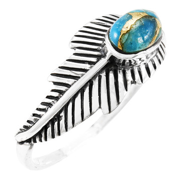 Matrix Turquoise Feather Ring Sterling Silver R2474-C84