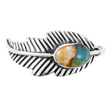 Spiny Turquoise Feather Ring Sterling Silver R2474-C89