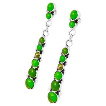 Green Turquoise Earrings Sterling Silver E1126-C76