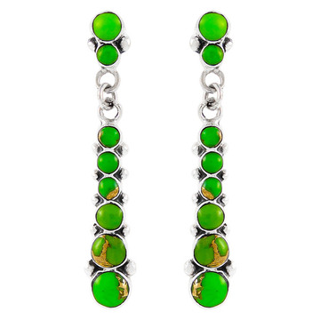 Green Turquoise Earrings Sterling Silver E1126-C76