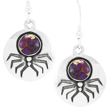 Spider Purple Turquoise Earrings Sterling Silver E1356-C77