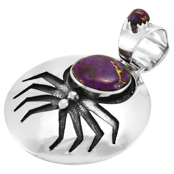 Spider Purple Turquoise Pendant Sterling Silver P3296-C77