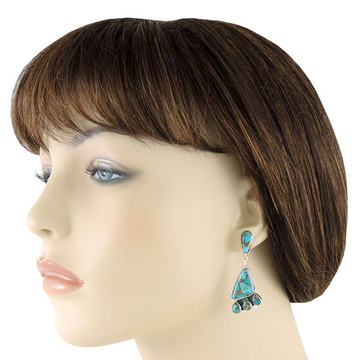 Green Turquoise Earrings Sterling Silver E1162-C76