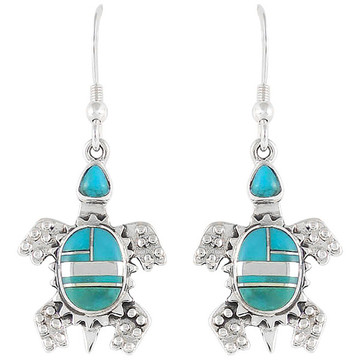 Turtle Turquoise Jewelry Earrings Sterling Silver E1161-C05