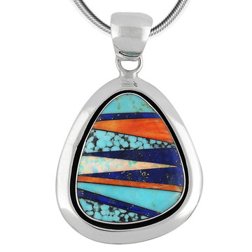 Multi Gemstone Pendant Sterling Silver P3063-C00