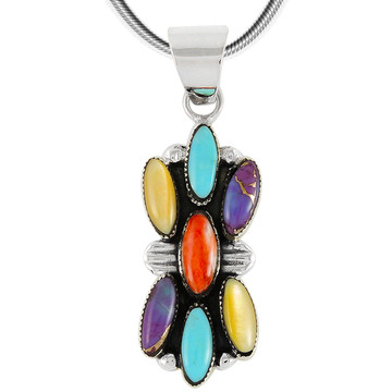 Multi Gemstone Pendant Sterling Silver P3105-C71