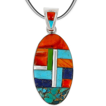 Multi Gemstone Pendant Sterling Silver P3107-C51