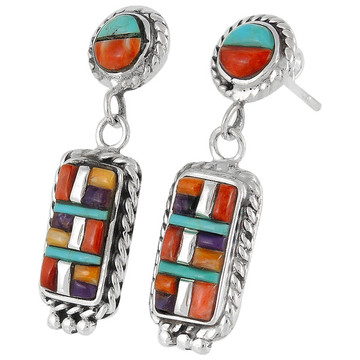 Multi Gemstone Earrings Sterling Silver E1118-C51