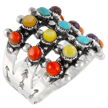 Multi Gemstone Ring Sterling Silver R2022-C71