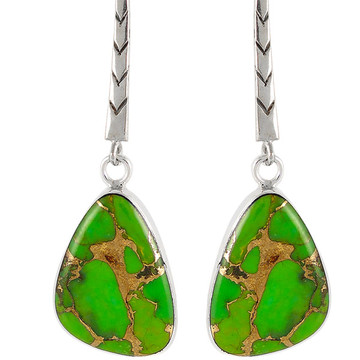 Green Turquoise Earrings Sterling Silver E1168-C76
