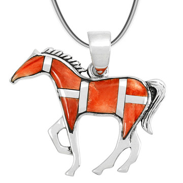 Horse Spiny Oyster Pendant Sterling Silver P3049-SM-C08