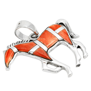 Horse Spiny Oyster Pendant Sterling Silver P3049-SM-C08