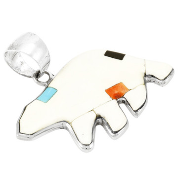 Bear White Shell Pendant Sterling Silver P3052-C83