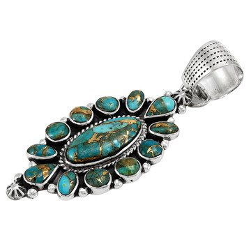 Matrix Turquoise Pendant Sterling Silver P3306-C84