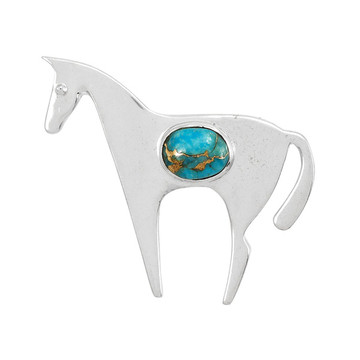 Horse Matrix Turquoise Pin/Broach Sterling Silver PB3302-C84