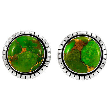 Green Turquoise Earrings Sterling Silver E1379-C76