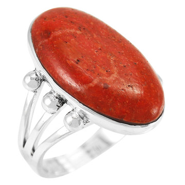 Coral Ring Sterling Silver R2242-LG-C74