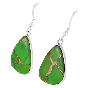 Green Turquoise Drop Earrings Sterling Silver E1058-C76