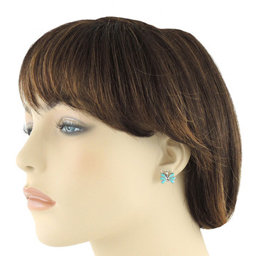 Sterling Silver Butterfly Earrings Turquoise E1077-C75
