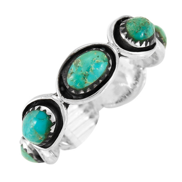 Turquoise Eternity Ring Sterling Silver R2515-C75