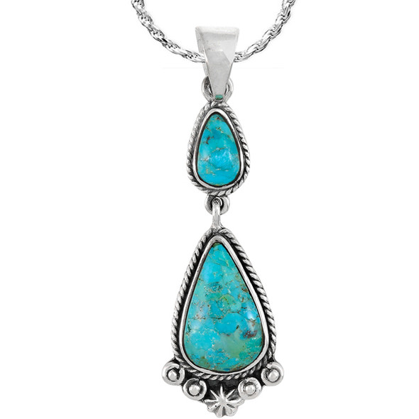 Sterling Silver Dangle Pendant Turquoise P3061-C75
